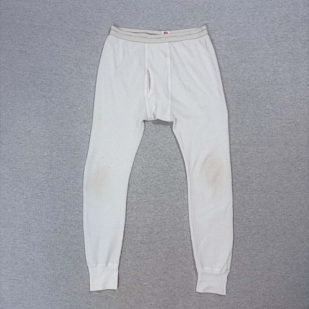 Vintage Hanes Thermal Underwear Pants Mens XL White Waffle Knit Long Johns USA